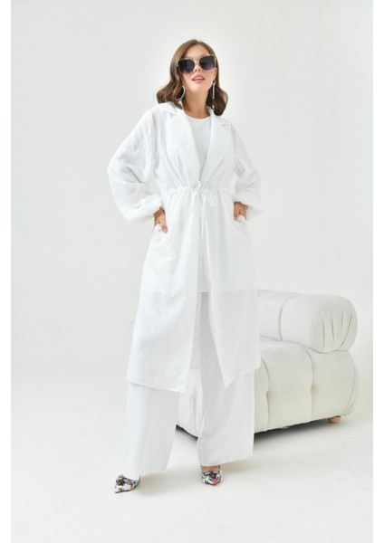 Kadın Kesme Jakar Üçlü Takım Ekru 30847 fırsatları