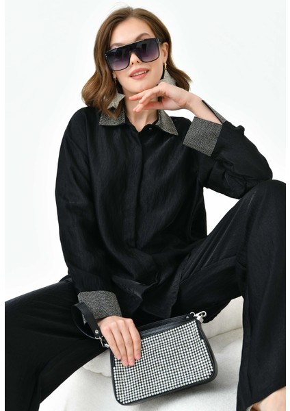 Kadın Yakası Ve Kolu Taşlı Takım Siyah 30781 fiyatları