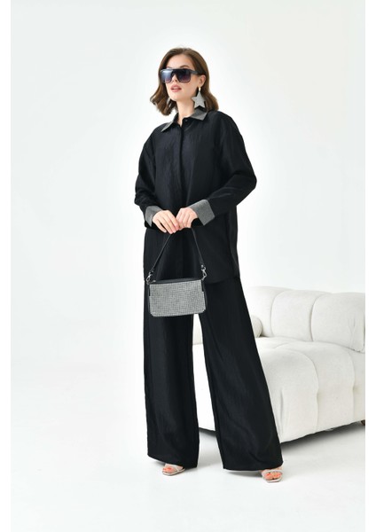 Kadın Yakası Ve Kolu Taşlı Takım Siyah 30781 indirimleri