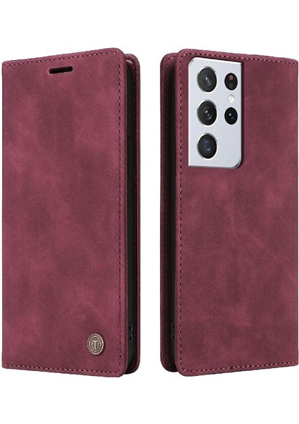 Samsung Galaxy S21 Ultra Basit Iş Deri Kılıf Flip Case Için Flip Case (Yurt Dışından)