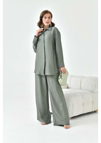 Kadın Yakası Ve Kolu Taşlı Takım Haki 30781 modelleri