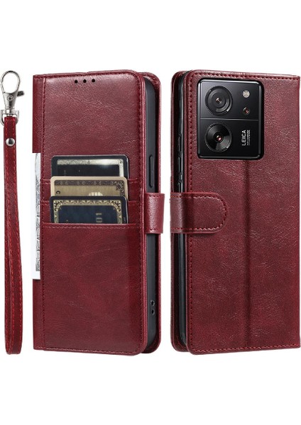 Xiaomi 13T Için Flip CASE/13T Pro Pu Deri Cüzdan 6 Kart Yuvaları Kickstand (Yurt Dışından)