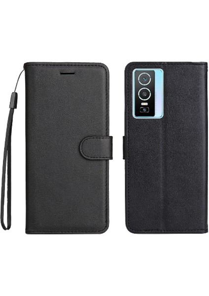 Vivo Y76 5g Için Flip CASE/Y76S 5g Yüksek Kaliteli Deri Klasik Düz Renk (Yurt Dışından)