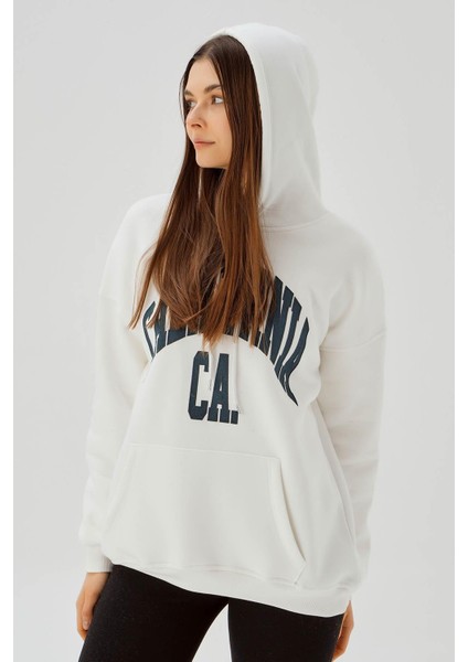 3720 Kapüşonlu Oversize Sweat Ekru