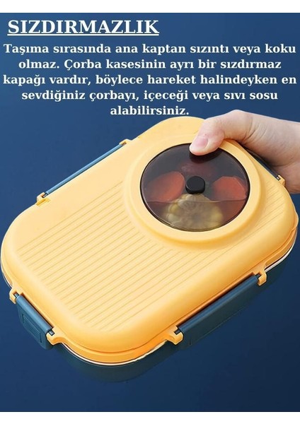 Grille Design Lunch Box Tek Katlı – Çorba Kaseli - Paslanmaz Çelik Sefer Tası – 1100 Ml.