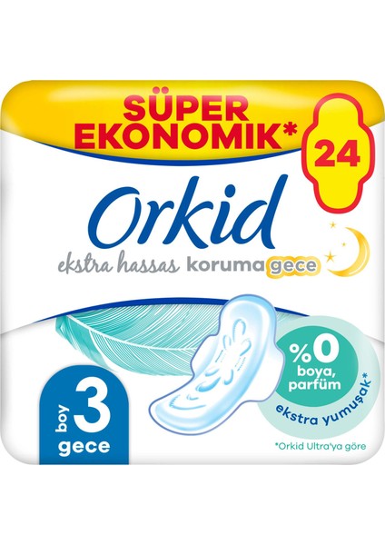 Extra Hassas Koruma Süper Ekonomik (Boy 3) Gece 24lü Hijyenik Ped