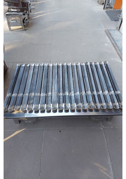 (10-15 Kişilik) 70 x 42 cm El Yapımı Paslanmaz Gövdeli Lama Izgaralı Mangal