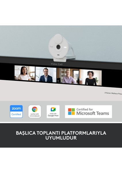 BRIO 300 Full HD 1080p Gizlilik Kapaklı Mikrofonlu Web Kamerası - Beyaz