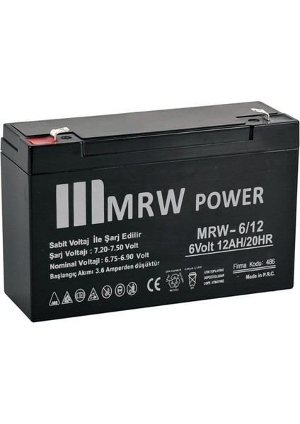 Akü 6V 12A (15X9.5X5CM) Mrw