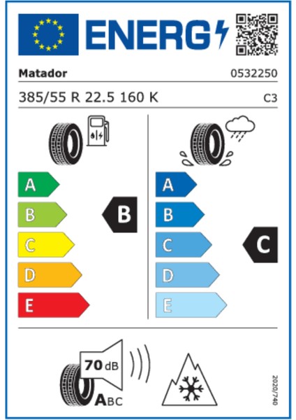 385/55 R22.5 160K T Hr 5 Eu Lrl 20Pr Kamyon M+S 4 Mevsim Lastiği ( Üretim Yılı: 2023 )