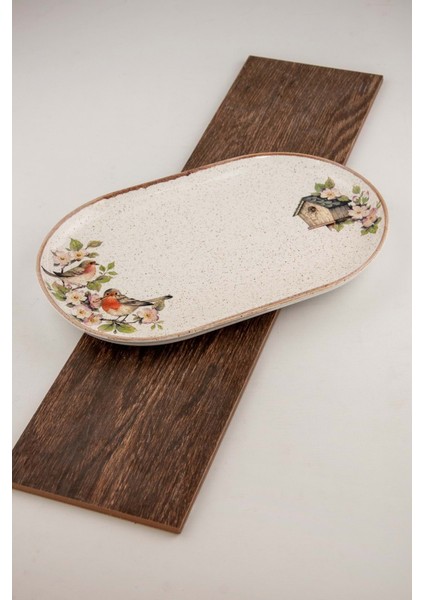 Retro Kuş Büyük Boy Porselen Kayık Tabak fiyatları