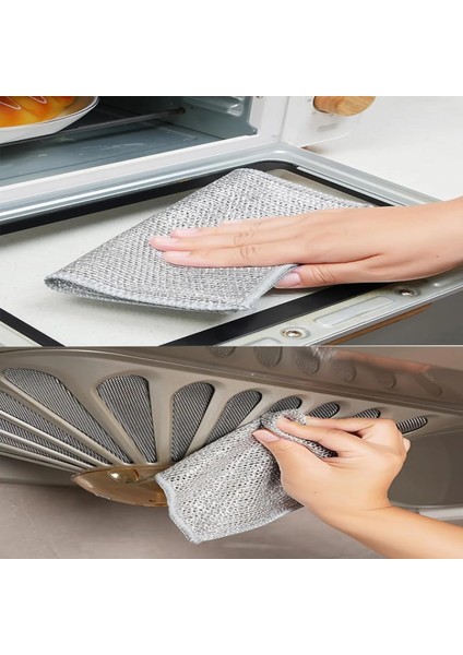 10 Adet Inox Bez Telli Bulaşık Bezi, Zor Kir Bezi, Mutfak Banyo Bezi Çift Katlı Tel Bez