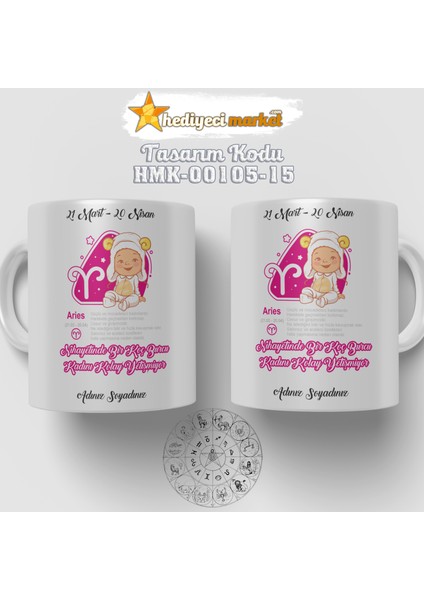 Koç Burcu Kadınına Özel Beyaz Kupa Bardak - HMK-00105-15 modelleri