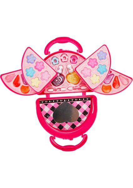 3 Katlı Pembe Çantalı Makyaj Seti - Makyajını Her Yere Yanında Taşı!