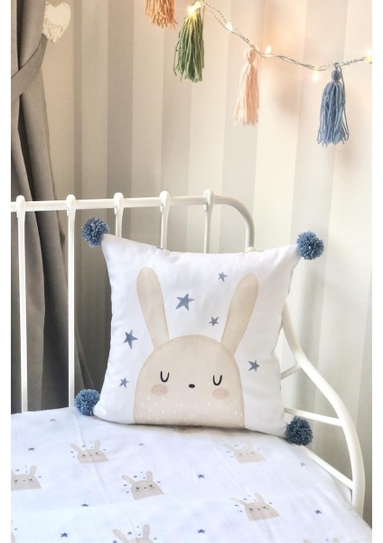 Sleepy Bunny Organik Pamuk Kırlent- Dolgulu