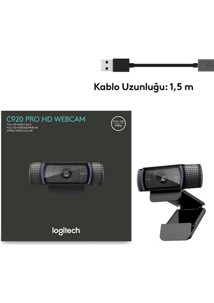 C920 PRO HD 1080p Stereo Ses ile Web Kamerası - Siyah