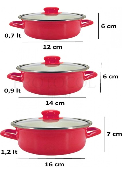 12/14/16 cm Mini Emaye Tencere Seti - Anneler Gününe Özel 6 Parça Saklama Kabı Seti