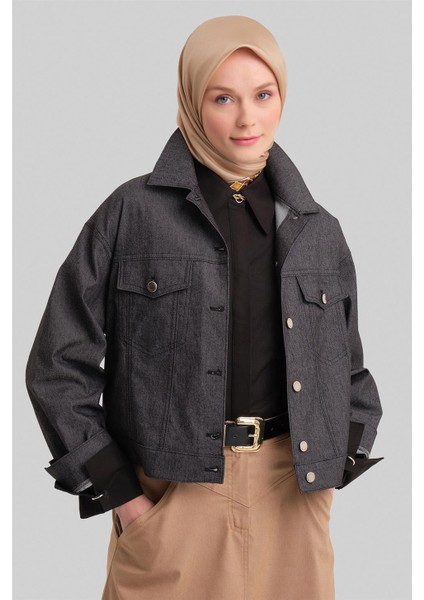 Kısa Denim Ceket 24Y5405 Siyah modelleri