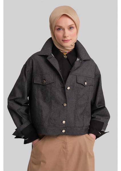 Kısa Denim Ceket 24Y5405 Siyah indirimleri