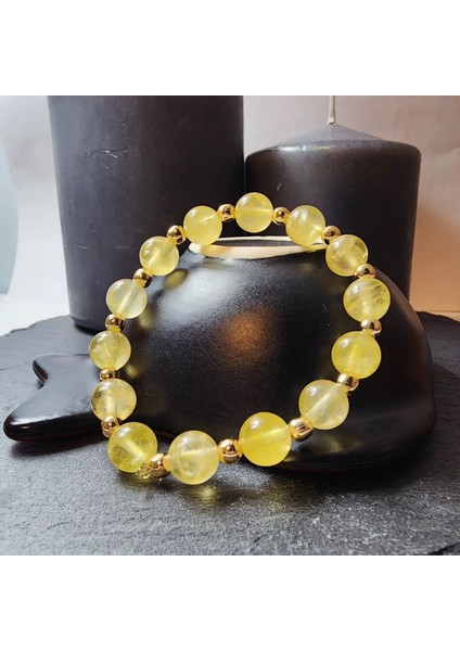 Sitrin Orjinal Doğal Taş Kadın ve Erkek Bileklik / Bolluk, Bereket, Başarı ve Mutluluk Bilekliği