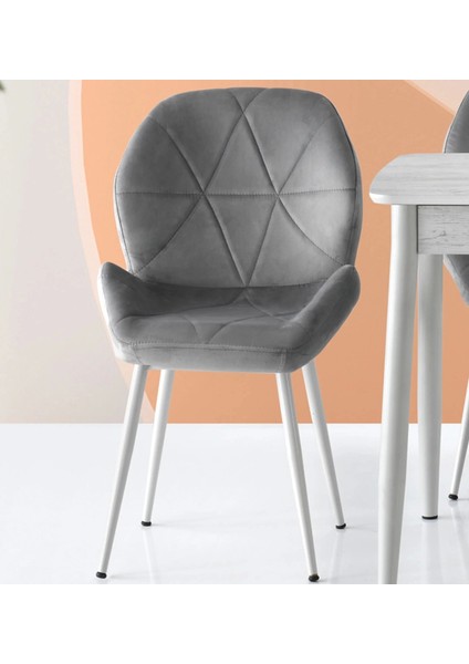 Vr Metal Ayaklı Babyface Kumaş Salon Balkon ve Mutfak Sandalyesi 4 Adet