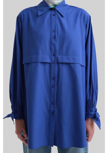 Kol Detaylı Gömlek 23K3441 Saks indirimleri