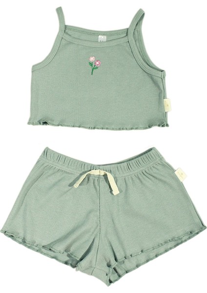 Flora Nakışlı Crop Fitilli Takım