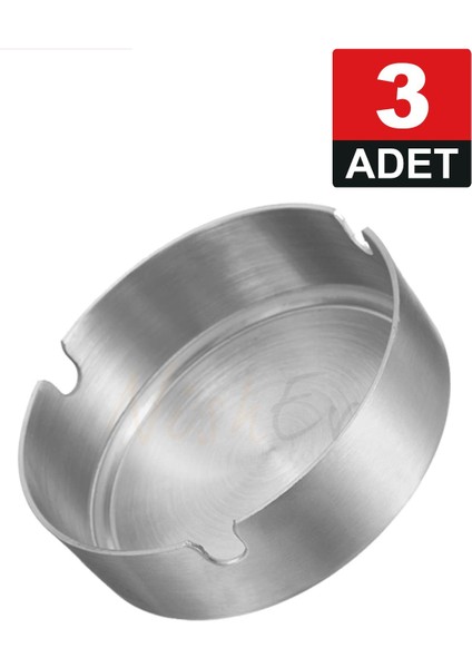 3 Adet Elit Büyük Boy Paslanmaz Çelik Kül Tablası Krom Küllük 10CM fiyatları