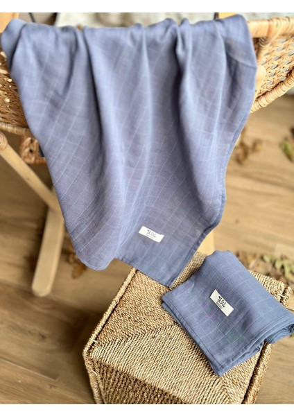 Navy Blue Pamuk Müslin