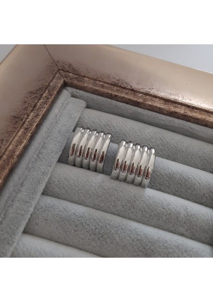 Vip Serisi Gümüş Renk 5 Sıra Kadın Küpe fiyatları