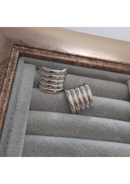 Vip Serisi Gümüş Renk 5 Sıra Kadın Küpe modelleri