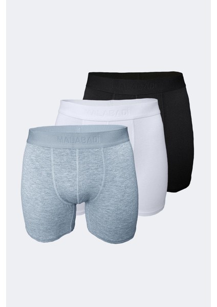 Erkek Siyah Beyaz Gri 3 Lü Paket Modal Uzun Boxer 010 3M010