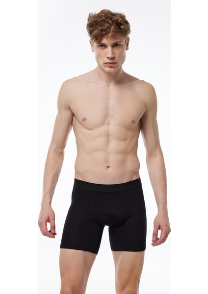 Erkek Siyah Beyaz Gri 3 Lü Paket Modal Uzun Boxer 010 3M010