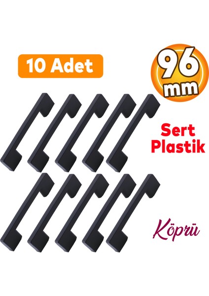 10 Adet Plastik Kulp Köprü Mobilya Mutfak Dolabı Çekmece Dolap Kulpları Kapak Kulpu Kulb Siyah 96 mm