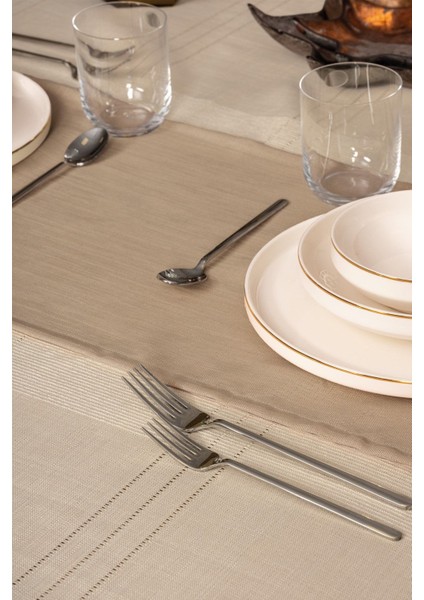 Antique Jasmine Bej Keten Masa Örtüsü fırsatları