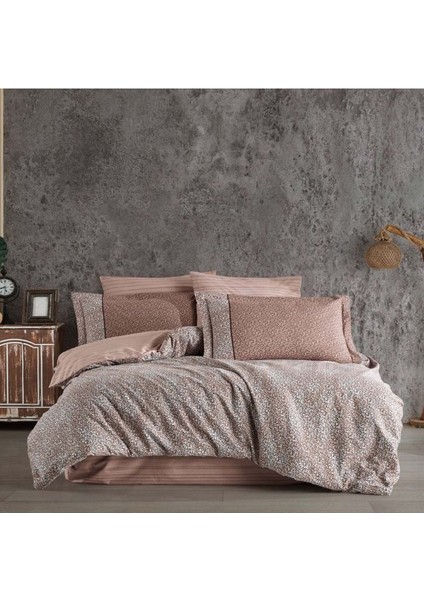 Çift Kişilik Poplin Nevresim Takımı - Silvana Kahve