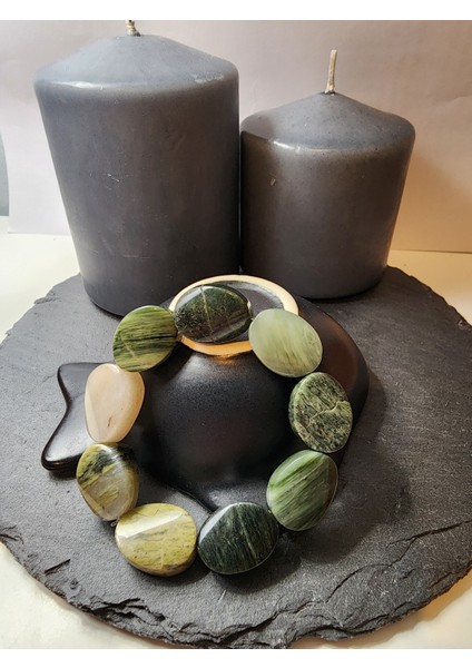 Yeşil Aragonit Orjinal Doğal Taş Kadın ve Erkek Bileklik / Denge, İstikrar, İnanç ve Gerçeklik Bilekliği fiyatları