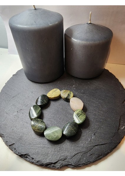 Yeşil Aragonit Orjinal Doğal Taş Kadın ve Erkek Bileklik / Denge, İstikrar, İnanç ve Gerçeklik Bilekliği modelleri