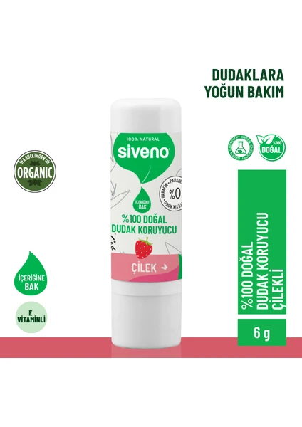 %100 Doğal Dudak Koruyucu Çilek Bitkisel Lipbalm Dudak Kremi Nemlendirici Parlatıcı Onarıcı 6G