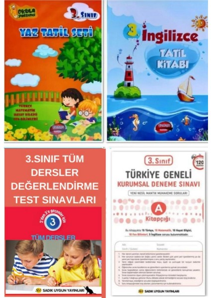 3. Sınıf Tüm Dersler Değerlendirme Testi + Yaz Tatil Kitabı + İngilizce Tatil Kitabı + Deneme Sınavı