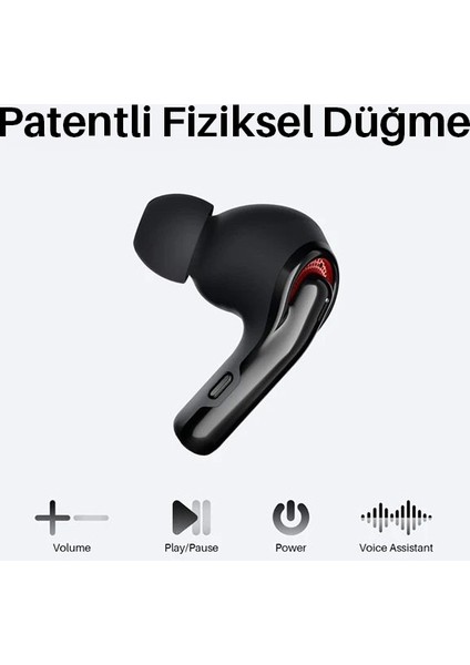 FlyBuds Siyah C1 Qualcomm QCC3040 ANC Kablosuz 5.2 Bluetooth Kulak İçi Kulaklık