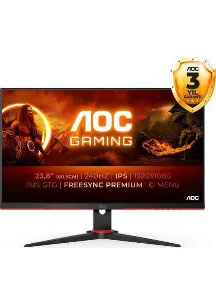 24G2ZE 23.8" 240Hz 0.5ms (HDMI+Display) FreeSync Premium FHD IPS Monitör