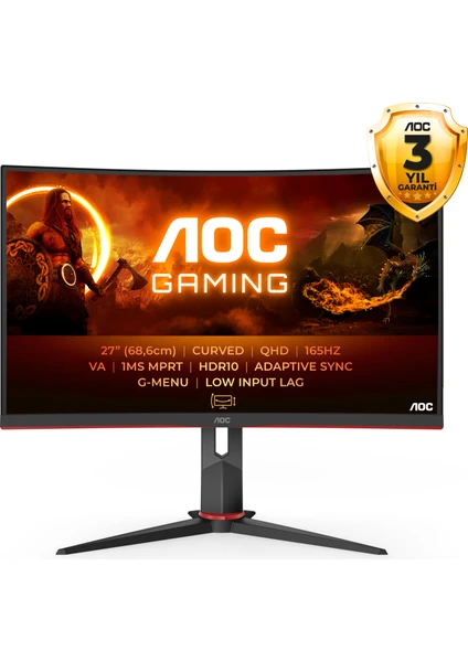 27" CQ27G2S/BK 1MS 165HZ 2K HDMI DP Monitör