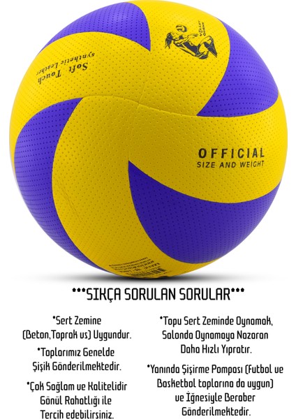 Yapıştırma Voleybol Topu Pompalı Set Soft Touch Iç-Dış Mekan Uygun 8 Panel Mavi 280 Gram