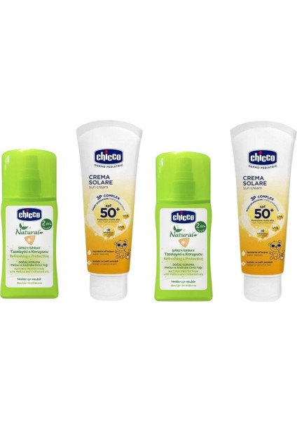 Güneş Kremi Spf 50+ 75 Ml+Tazeleyici ve Koruyucu Sprey 4'lü Set 2 Adet Güneş Kremi+2 Adet Tazeleyici