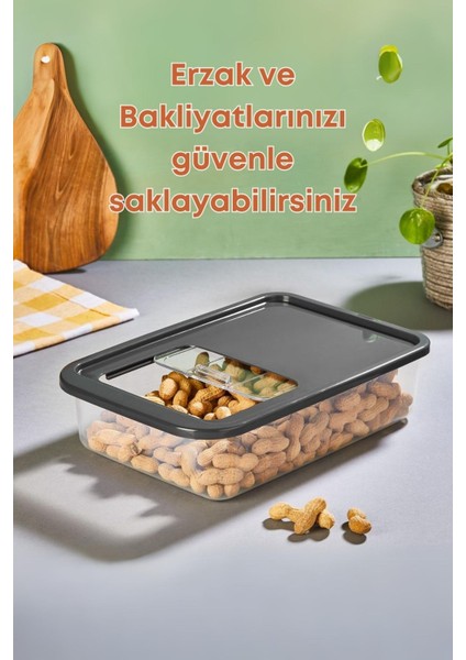 4'lü Sürgülü Kayar Kapaklı Erzak Bakliyat Saklama Kabı- Çok Amaçlı Buzdolabı Düzenleyici 5 Lt.