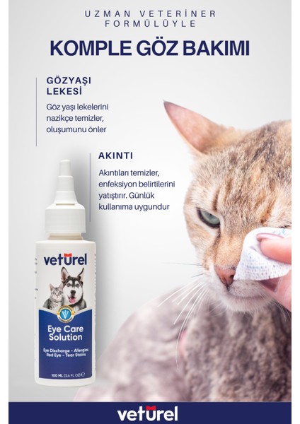 Göz Bakım Solüsyonu 2x100ml Kedi Göz Köpek Göz Temizleme Gözyaşı Lekesi