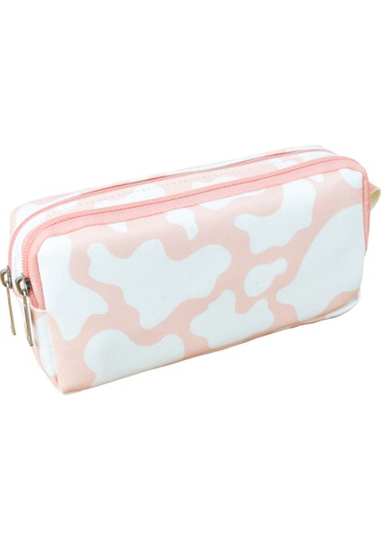 Kalem Kutusu Inek Pembe Beyaz Iki Bölmeli Vegan Deri(Çift Gözlü Kalemlik) indirimleri