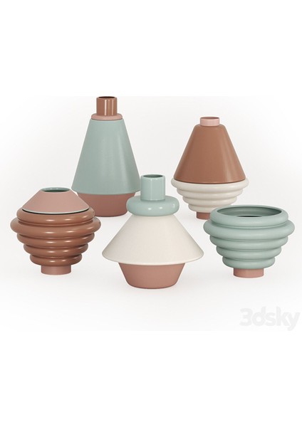 Rometti Modern Vazo Büyük Boy 20 cm Sert Plastik 3'Lü Dekoratif Lüks Vazo