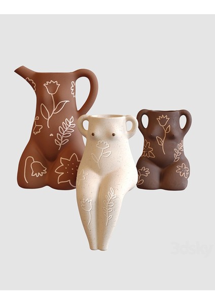 Urban Afrika Vazo Büyük Boy 20 cm Sert Plastik 3'Lü Dekoratif Vücut Vazo fiyatları